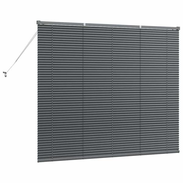 Fenster Jalousie mit Vorhängen Sonstiges Dunkelgrau 80 x 130 cm Aluminium