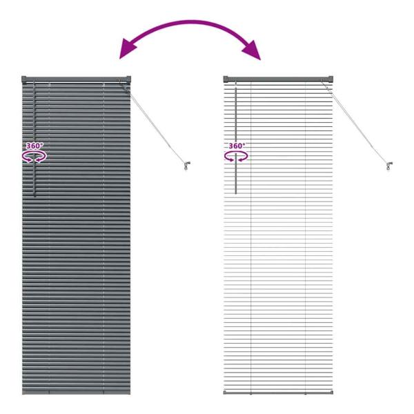 Fenster Jalousie mit Vorhängen Sonstiges Dunkelgrau 80 x 130 cm Aluminium
