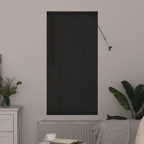 Fenster Jalousie mit Vorhängen Sonstiges Dunkelgrau 80 x 130 cm Aluminium