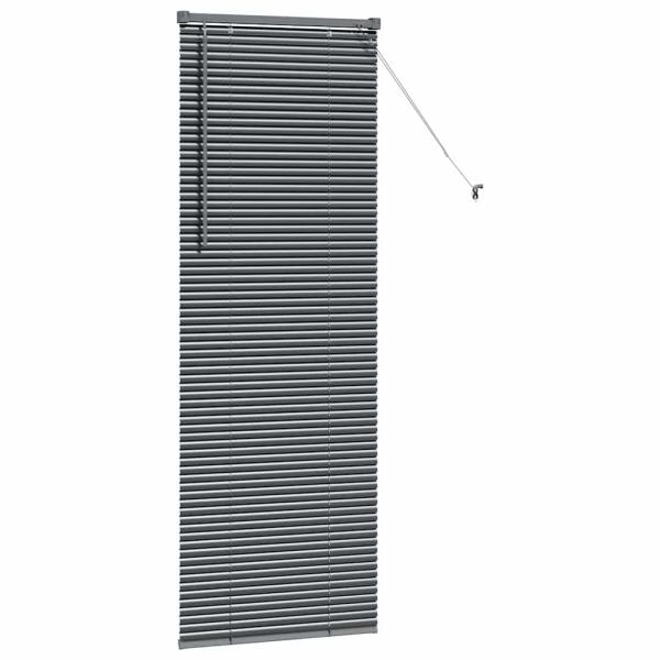 Fenster Jalousie mit Vorhängen Sonstiges Dunkelgrau 80 x 130 cm Aluminium
