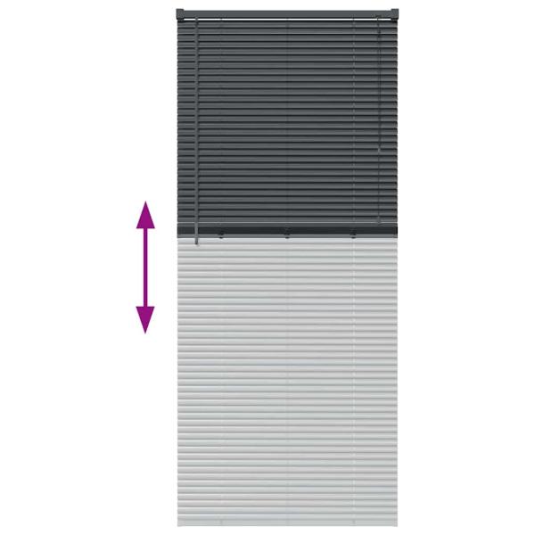 Fenster Jalousie mit Vorhängen Sonstiges Dunkelgrau 80 x 130 cm Aluminium