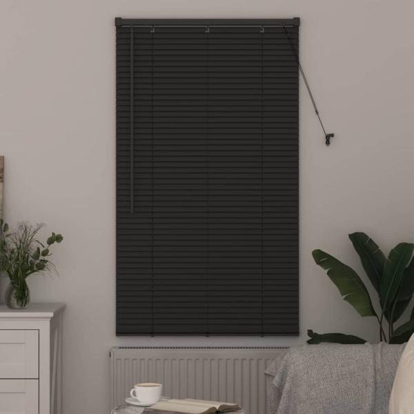 Fenster Jalousie mit Vorhängen Sonstiges Dunkelgrau 80 x 130 cm Aluminium