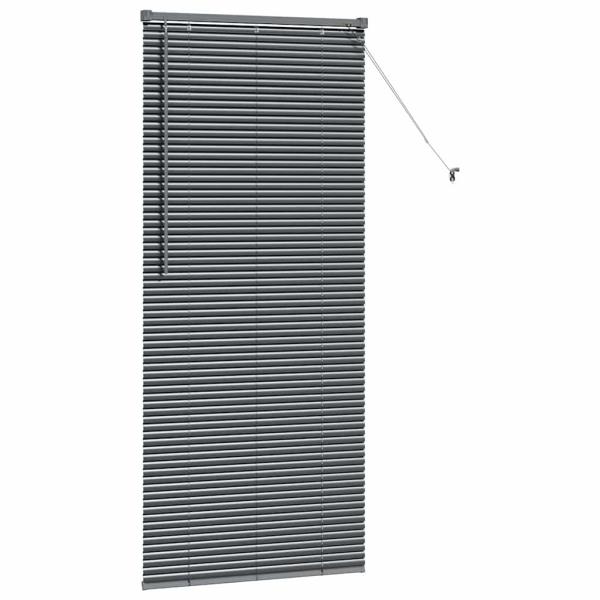 Fenster Jalousie mit Vorhängen Sonstiges Dunkelgrau 80 x 130 cm Aluminium