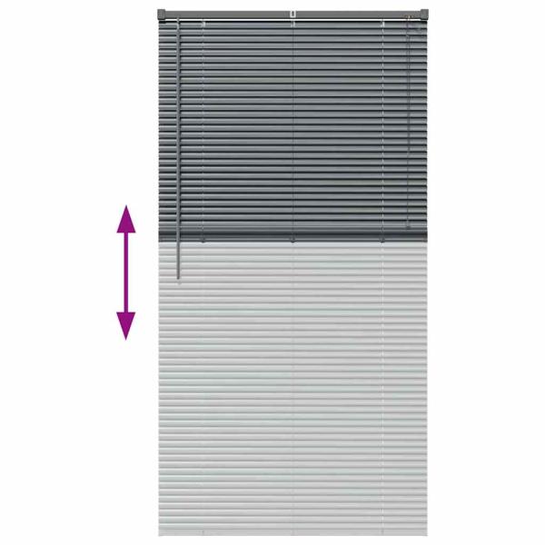 Fenster Jalousie mit Vorhängen Sonstiges Dunkelgrau 85 x 175 cm Aluminium