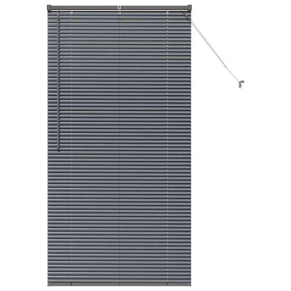 Fenster Jalousie mit Vorhängen Sonstiges Dunkelgrau 80 x 130 cm Aluminium