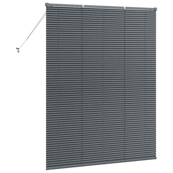 Fenster Jalousie mit Vorhängen Sonstiges Dunkelgrau 80 x 130 cm Aluminium
