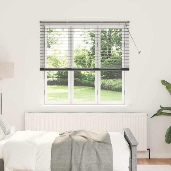 ARDEBO.de - Fenster Jalousie mit Vorhängen Sonstiges Dunkelgrau 80 x 130 cm Aluminium