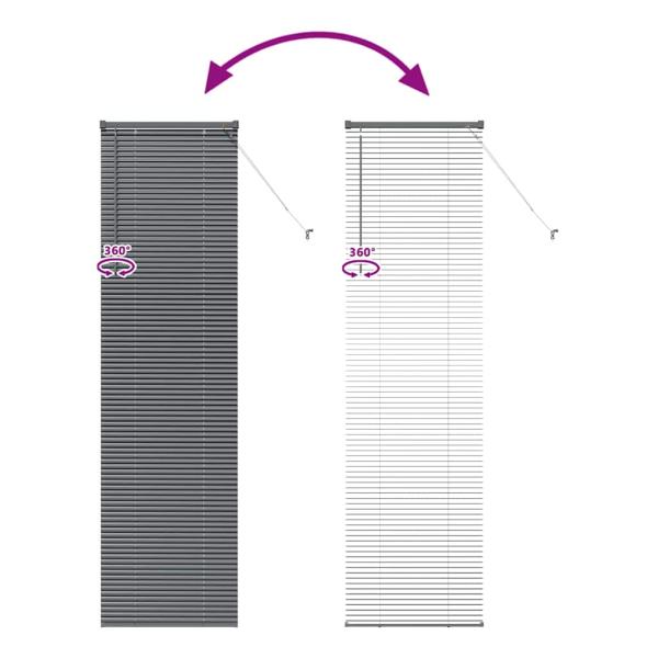 Fenster Jalousie mit Vorhängen Sonstiges Dunkelgrau 80 x 130 cm Aluminium