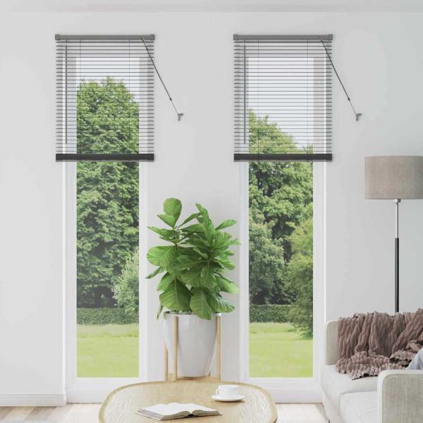 ARDEBO.de - Fenster Jalousie mit Vorhängen Sonstiges Dunkelgrau 60 x 220 cm Aluminium