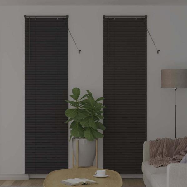 Fenster Jalousie mit Vorhängen Sonstiges Dunkelgrau 60 x 220 cm Aluminium