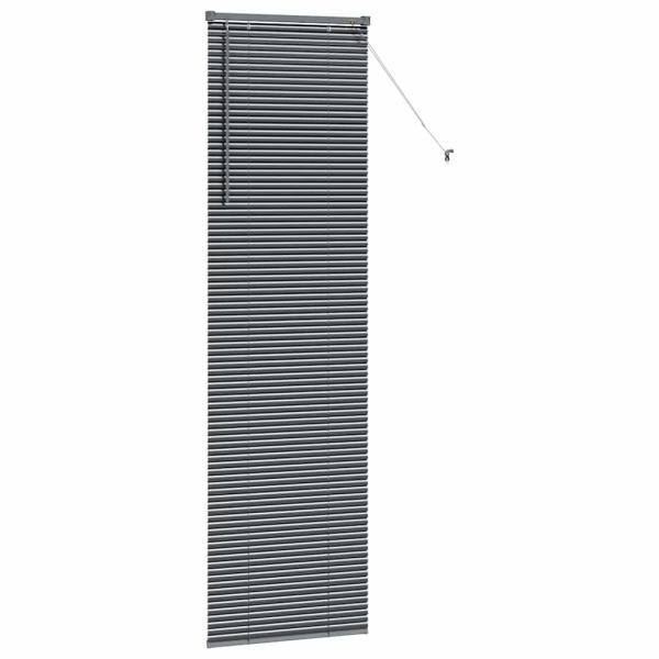 Fenster Jalousie mit Vorhängen Sonstiges Dunkelgrau 60 x 220 cm Aluminium