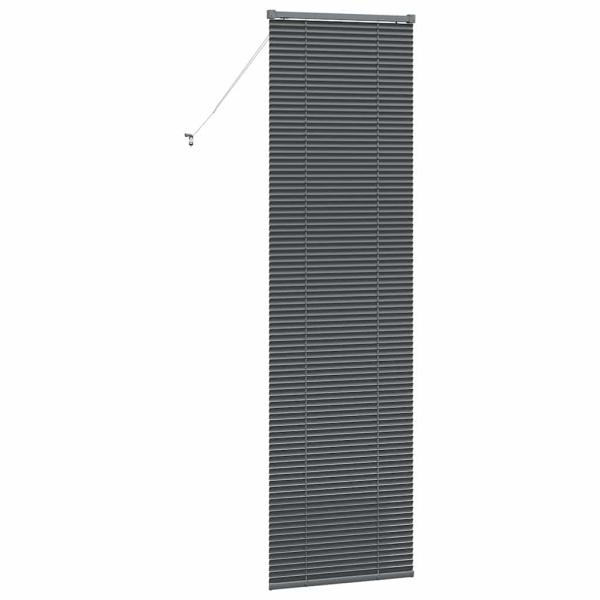 Fenster Jalousie mit Vorhängen Sonstiges Dunkelgrau 60 x 220 cm Aluminium