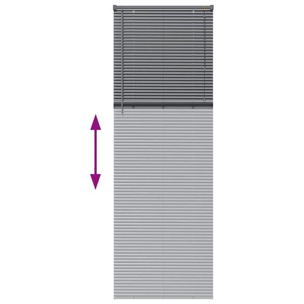 Fenster Jalousie mit Vorhängen Sonstiges Dunkelgrau 80 x 130 cm Aluminium