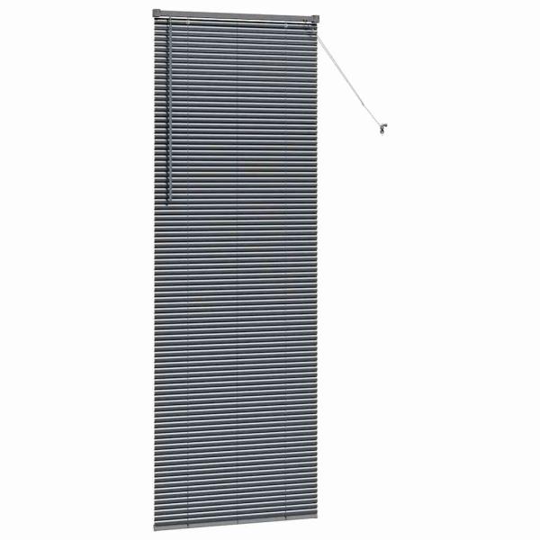 Fenster Jalousie mit Vorhängen Sonstiges Dunkelgrau 80 x 130 cm Aluminium