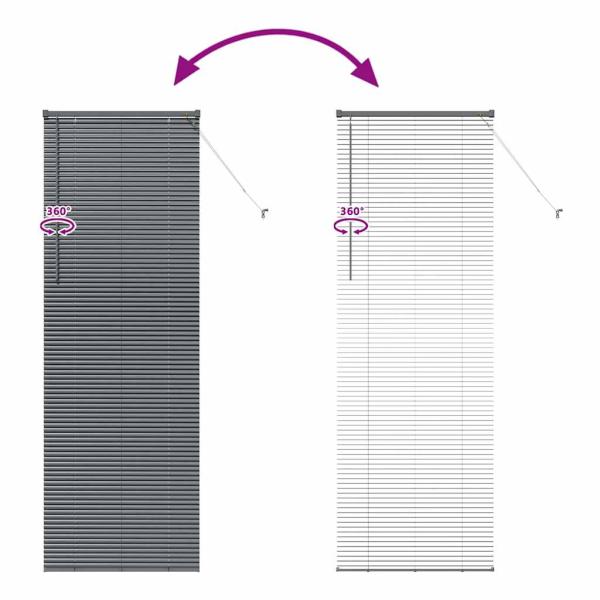 Fenster Jalousie mit Vorhängen Sonstiges Dunkelgrau 80 x 220 cm Aluminium