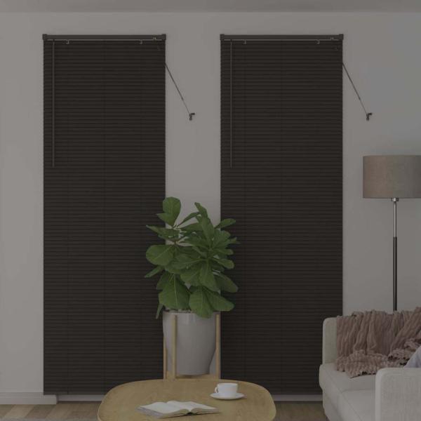 Fenster Jalousie mit Vorhängen Sonstiges Dunkelgrau 80 x 220 cm Aluminium
