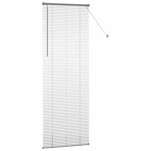 Fenster Jalousie mit Vorhängen Sonstiges Dunkelgrau 80 x 220 cm Aluminium