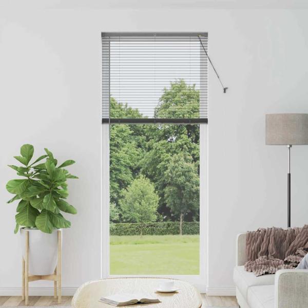 ARDEBO.de - Fenster Jalousie mit Vorhängen Sonstiges Dunkelgrau 80 x 130 cm Aluminium