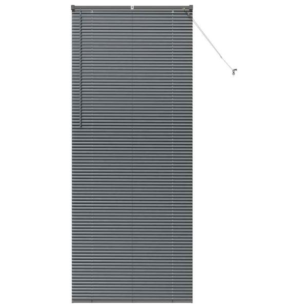 Fenster Jalousie mit Vorhängen Sonstiges Dunkelgrau 80 x 130 cm Aluminium