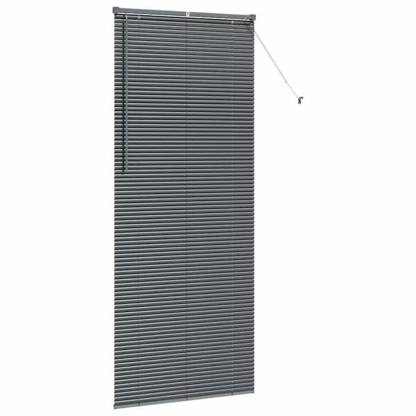 Fenster Jalousie mit Vorhängen Sonstiges Dunkelgrau 80 x 130 cm Aluminium