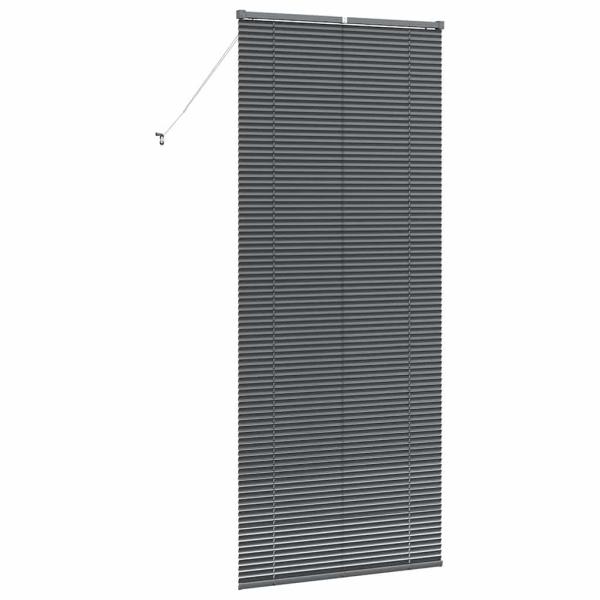 Fenster Jalousie mit Vorhängen Sonstiges Dunkelgrau 80 x 130 cm Aluminium