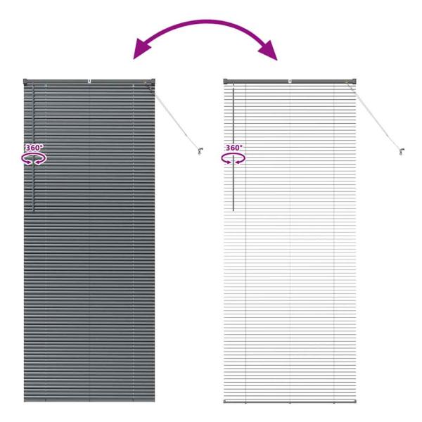 Fenster Jalousie mit Vorhängen Sonstiges Dunkelgrau 90 x 220 cm Aluminium