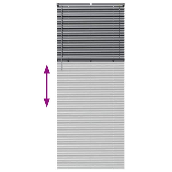 Fenster Jalousie mit Vorhängen Sonstiges Dunkelgrau 90 x 220 cm Aluminium