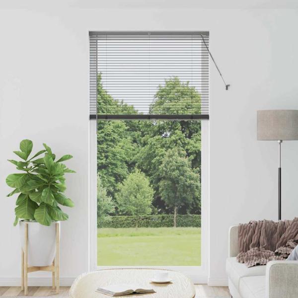 ARDEBO.de - Fenster Jalousie mit Vorhängen Sonstiges Dunkelgrau 80 x 130 cm Aluminium