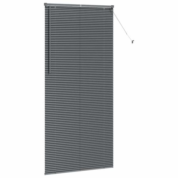 Fenster Jalousie mit Vorhängen Sonstiges Dunkelgrau 80 x 130 cm Aluminium