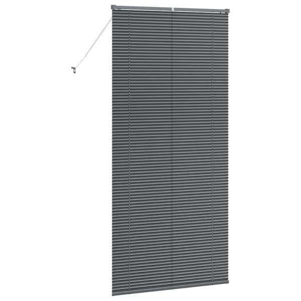 Fenster Jalousie mit Vorhängen Sonstiges Dunkelgrau 80 x 130 cm Aluminium