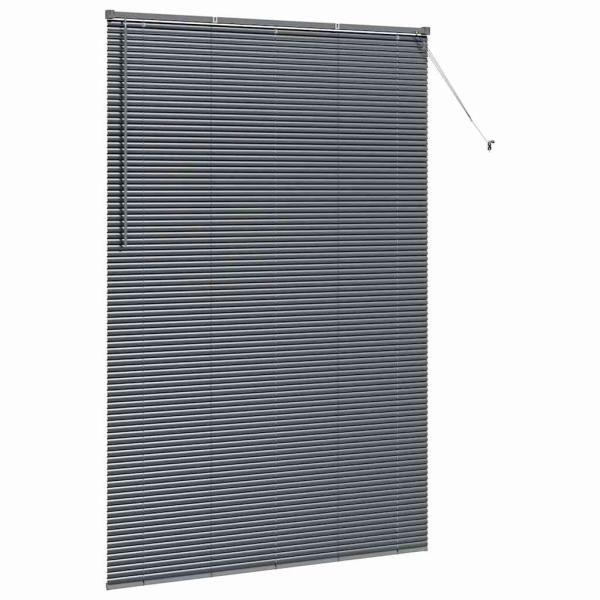 Fenster Jalousie mit Vorhängen Sonstiges Dunkelgrau 80 x 130 cm Aluminium