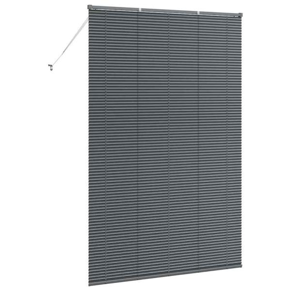 Fenster Jalousie mit Vorhängen Sonstiges Dunkelgrau 80 x 130 cm Aluminium