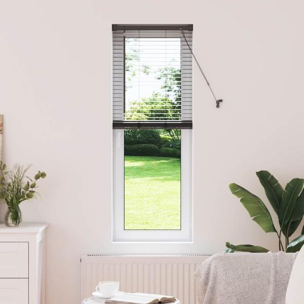 ARDEBO.de - Fenster Jalousie mit Vorhängen Sonstiges Schwarz 80 x 130 cm Aluminium