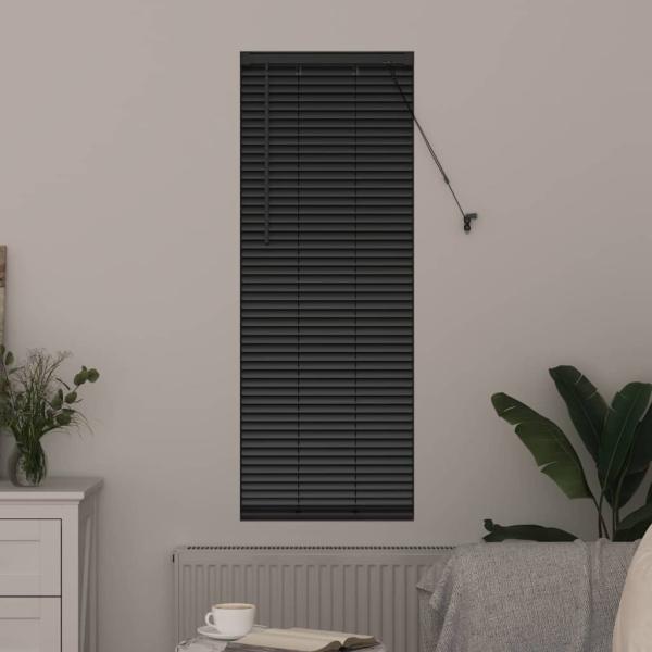 Fenster Jalousie mit Vorhängen Sonstiges Schwarz 80 x 130 cm Aluminium