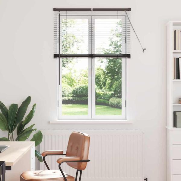 ARDEBO.de - Fenster Jalousie mit Vorhängen Sonstiges Schwarz 80 x 130 cm Aluminium