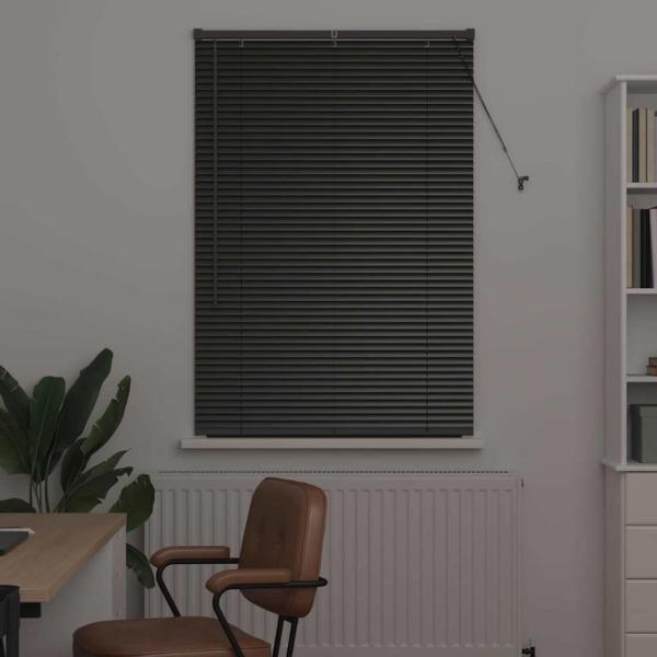 Fenster Jalousie mit Vorhängen Sonstiges Schwarz 80 x 130 cm Aluminium