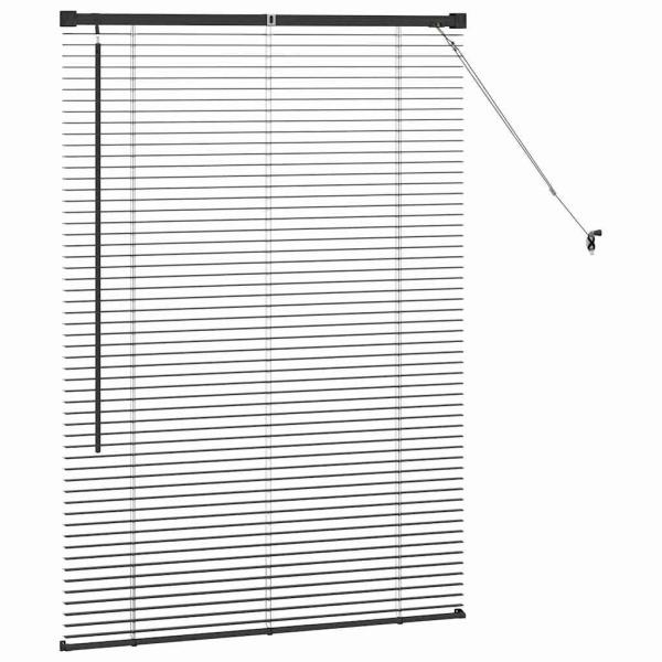 Fenster Jalousie mit Vorhängen Sonstiges Schwarz 80 x 130 cm Aluminium