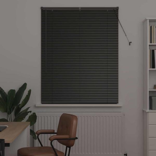 Fenster Jalousie mit Vorhängen Sonstiges Schwarz 100 x 130 cm Aluminium
