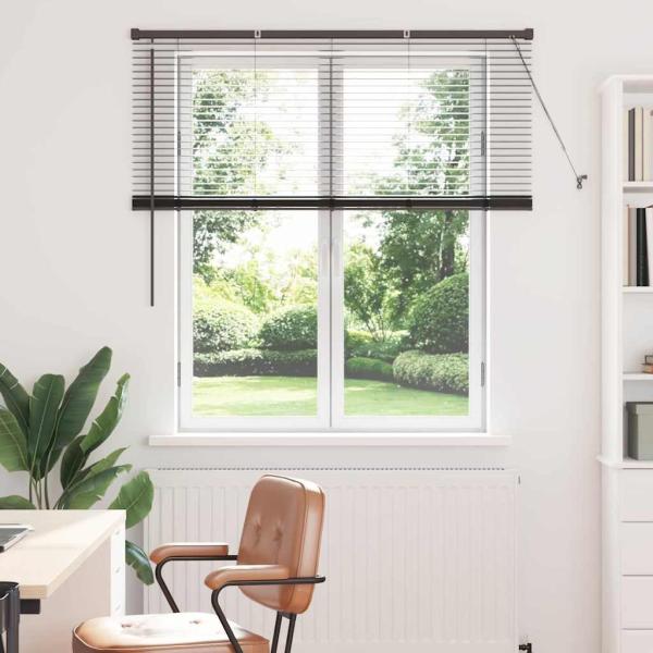 ARDEBO.de - Fenster Jalousie mit Vorhängen Sonstiges Schwarz 130 x 130 cm Aluminium