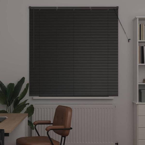 Fenster Jalousie mit Vorhängen Sonstiges Schwarz 130 x 130 cm Aluminium
