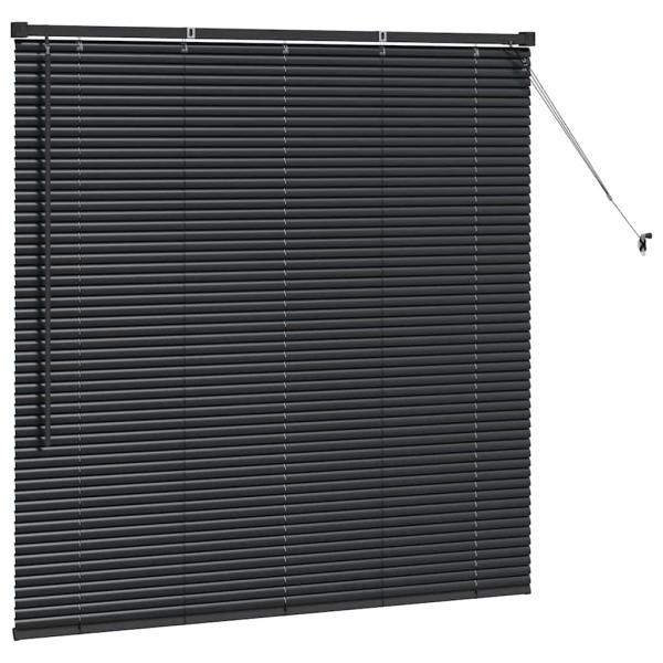 Fenster Jalousie mit Vorhängen Sonstiges Schwarz 130 x 130 cm Aluminium
