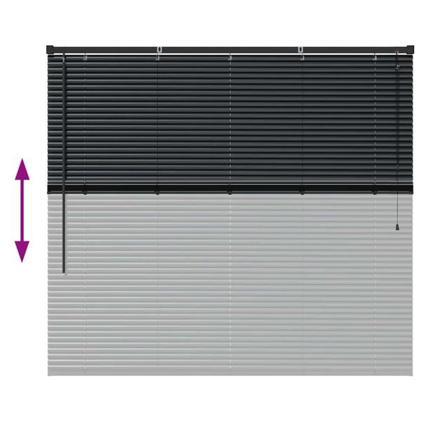 Fenster Jalousie mit Vorhängen Sonstiges Schwarz 80 x 130 cm Aluminium