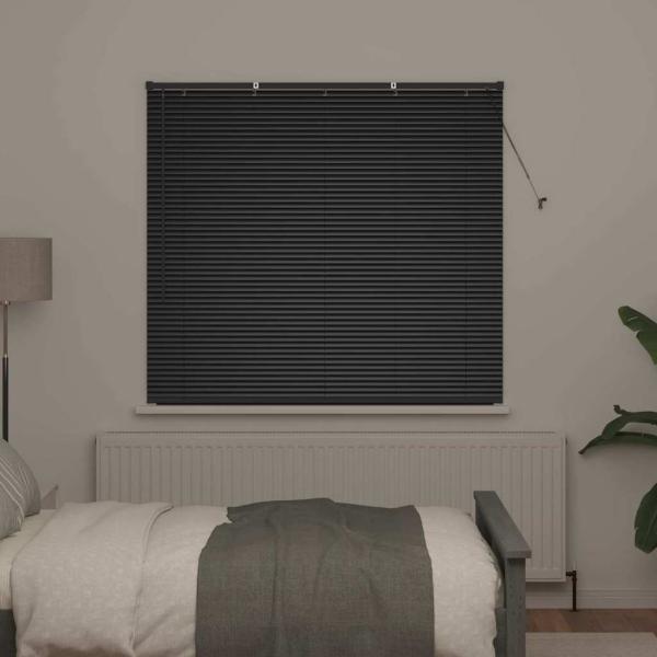 Fenster Jalousie mit Vorhängen Sonstiges Schwarz 80 x 130 cm Aluminium