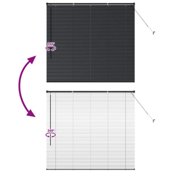 Fenster Jalousie mit Vorhängen Sonstiges Schwarz 80 x 130 cm Aluminium