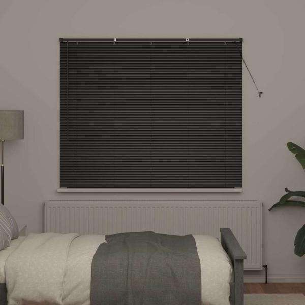 Fenster Jalousie mit Vorhängen Sonstiges Schwarz 80 x 130 cm Aluminium
