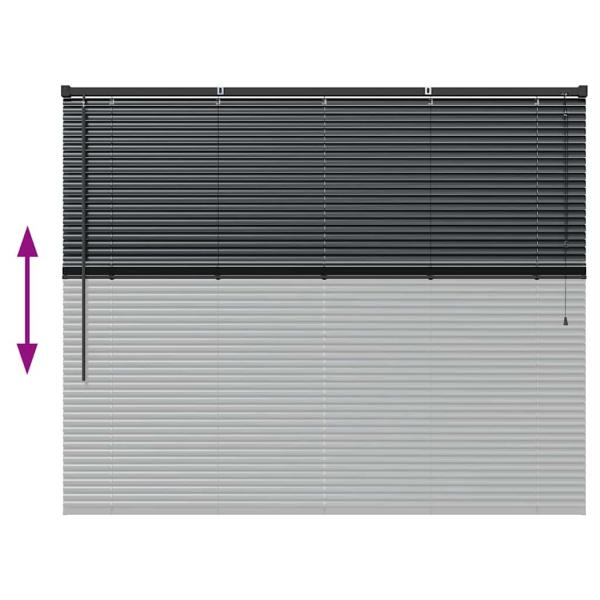 Fenster Jalousie mit Vorhängen Sonstiges Schwarz 80 x 130 cm Aluminium