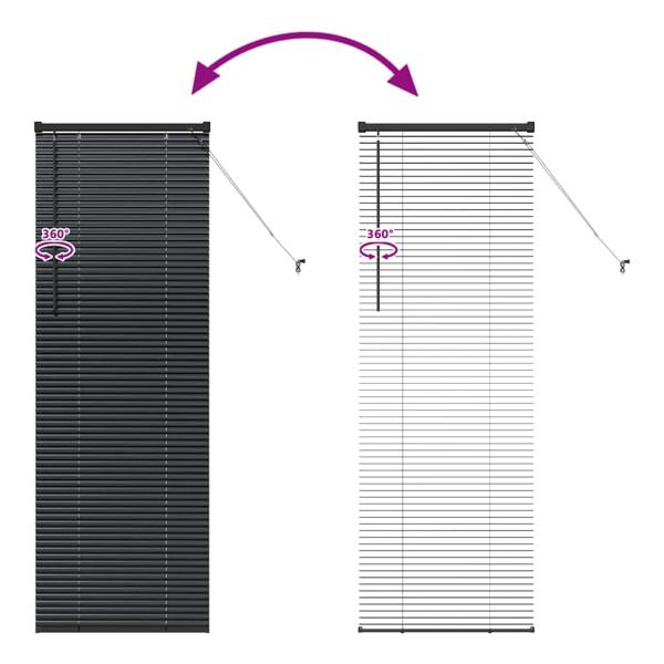 Fenster Jalousie mit Vorhängen Sonstiges Schwarz 80 x 130 cm Aluminium