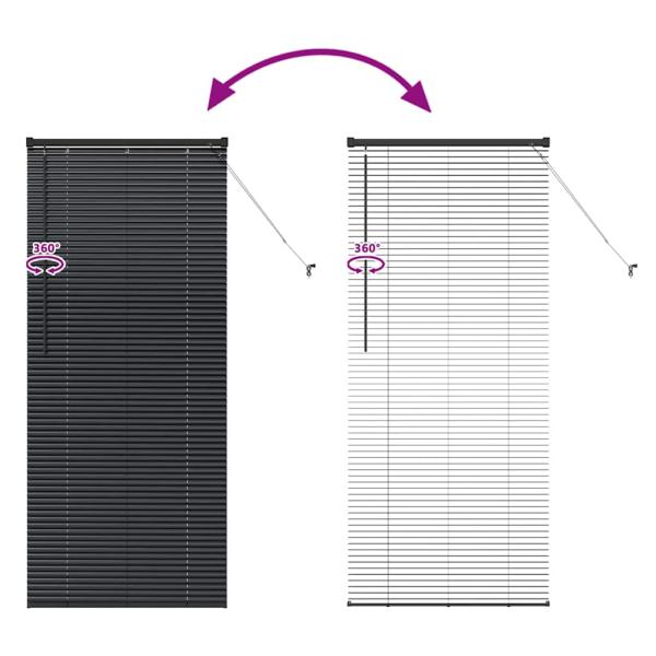 Fenster Jalousie mit Vorhängen Sonstiges Schwarz 80 x 130 cm Aluminium