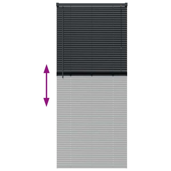 Fenster Jalousie mit Vorhängen Sonstiges Schwarz 80 x 175 cm Aluminium
