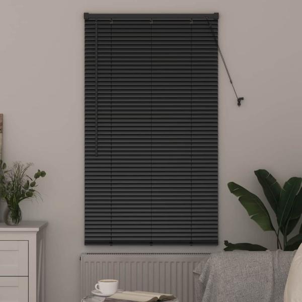 Fenster Jalousie mit Vorhängen Sonstiges Schwarz 80 x 175 cm Aluminium